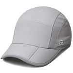 Quick Dry Running Cap Reflective Sports Hat Night Workout Hats for Men Summer Sun Folding Dad Hat Dri Fit Cooling Hat for Golf Hiking Outdoor Camping Gym Tennis Travel Baseball Cap Light Gray