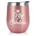 50th Birthday Gifts for Women - 1974 50th Birthday Decorations for Women - Gifts for Women Turning 50 - Mothers Day Gifts 50 Year Old Gifts for Women, Mom, Wife - 12 oz Wine Tumbler