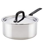 KitchenAid 5-Ply Clad Polished Stainless Steel Saucepan with Lid, 3 Quart