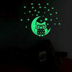 Decor Villa Glow in The Dark Moon with OWL Radium Night Glow Wall Sticker