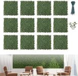 Flybold Grass Wall Panels Pack of 12-20"x20" Artificial Greenery Panels with UV Protection for Indoor and Outdoor Wall Decor - Lifelike Fake Grass Backdrop for Privacy Screens, Fence Covering