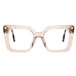 Zeelool Eyeglasses Frames for Women Oversized Square Glasses Frames with Non-prescription Clear Lens Fashion Black Eyewear, Champagne, Large