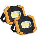 30W Rechargeable Portable Work Light, T-SUN LED Floodlights with USB, Spotlight Waterproof Outdoor for Car Repairing, Fishing, Camping, Emergency Security Lights, 3 Modes (Battery Included) 2-Pack