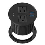 Kungfuking Desktop Power Grommet with PD 20W USB C,Recessed Power Outlets with 2 AC Plugs and 3 USB Charging Ports,Hidden Power Strip for Office Kitchen Cabinet Conference Room