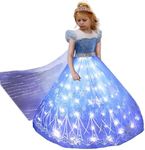 Light Up Princess Dress with Cape, Halloween Costume Princess Dress for Toddler Girls, Party Dress Up (3-4 Years/ 43 inch)