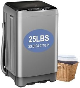 25 lbs Portable Washing Machine LED Display Full Automatic Washing Machine 10 Programs & 8 Water Levels, Come with a Glass Cover, Drain Pump Ideal for Apartment Home Dorm, Grey