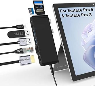 Surface Pro 9 Docking Station,Surface Pro 9 10 11 Hub Adapter with 100 Mbps LAN, 4K HDMI,100W USB-C (Display+Data+PD Charging),USB 3.0,3.5mm Audio,SD/TF Card Reader for Microsoft Surface Pro 11/10/9