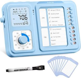 3-in-1 Visual Timer & ADHD Tool for Kids|Adults, Task Timer with Chore Chart Board, Visual Schedule for Kids with Autism, Daily Checklist for Home, School, Classroom, Desk (Blue)