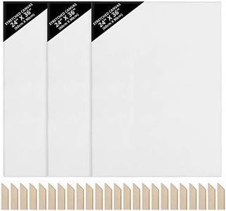 Kurtzy Pack de 3 Lienzos para Pintar en Blanco - 60 x 90 cm – Set Lienzo Blanco Muy Grande Preestirado con Cuñas de Madera - Lienzos Óleo y Acrílico - Lienzos para Pintar, Bocetos y Dibujos