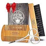 Viking Revolution Beard Brush For Men & Beard Comb - Natural Boar Bristle Brush And Dual Action Pear Wood Beard Combs For Men With Velvet Travel Pouch - Great Gifts For Men