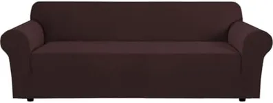 H.VERSAILTEX Stretch Oversized Sofa Cover 1 Piece Sofa Slipcovers for Living Room Feature Thick Checked Jacquard Fabric with Elastic Bottom, Sofa X-Large - Chocolate