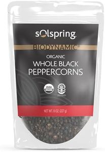 Dr. Mercola's Solspring Biodynamic Organic Whole Black Peppercorns, 8 Oz. (227g), about 227 Servings per Bag, Premium Black Pepper from India, Gluten Free, Soy Free, USDA Organic, Demeter Certified
