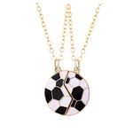 CERSLIMO Football Gifts for Boys Girls, 2 Pcs Matching Football Necklaces for Best Friend Gift | Magnetic Bff Friendship Gifts for Friend Birthday Graduation Christmas Best Friend Necklace, Gold