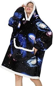 Wearable Blanket Hoodie Oversized Hooded Blanket for Adult Women Super Soft Comfortable Warm Flannel Black Universe