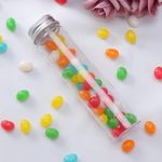 15pcs Plastic Test Tubes - 110ml Clear Test Tubes Flat-Bottomed Liquid Containers Candy Jars with Caps Candy Gumball Scroll Saw Tubes for Party Favors, Home Décor, Science Experiment