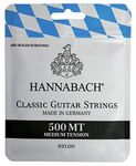 Hannabach, Strings for Classic Guitar Set Medium Tension, trebles, Basses: Nylon Filament with Braided Silver-Plated Copper Wire, 500MT