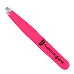 Tweezer Guru Tweezers for Women - Slant Pointed Precision Tweezers for Eyebrows & Ingrown Hair Removal - Blackhead and Splinter Tweezer with Sharp Needle Nose Point for Plucking (Bright Pink)