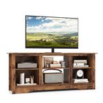 CASART TV Cabinet for TVs up to 65 Inches, Wooden Fireplace TV Stand with Adjustable Shelves & Cable Management Holes, TV Console Table Media Unit for Living Room Bedroom (Rustic Brown)