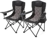ARROWHEAD OUTDOOR 2-Pack Portable Deluxe Folding Camp Quad Chair w/Headrest, Glass & Cup Holders, Armest 6-can Cooler, Heavy Duty Carry Bag, 550 lbs Weight Capacity
