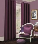 DL Blackout Pair Of Curtains For Living Room Bedroom Window Ring Eyelet (Aubergine, Curtains - 90 x 90 Inches)