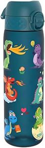 ION8 Botella Agua, 500ml, a Prueba de Fugas, Fácil de Abrir, Cerradura Segura, Apta para Lavavajillas, Sin BPA, Asa de Transporte, Fácil de Limpiar, Neutro en Carbono, Diseño Dinosaurios
