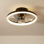 LMiSQ Reversible Ceiling Fans with Lights and Remote 49CM 48W Modern Low Profile Ceiling Fan Light Timing 6 Speeds 3-Color Dimmable Flush Mount Ceiling Fans with Lamps Smart Remote Control
