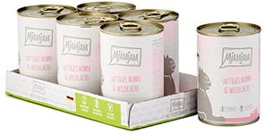 MjAMjAM - premium wet food for cats - juicy chicken and wild salmon, pack of 6 (6 x 400 g), grain-free with extra meat