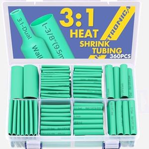 haisstronica 360PCS Heat Shrink Tubing,3:1 Ratio Adhesive Lined Marine Heat Shrink Tube Kit 8 Sizes(3/32"-5/8") Green