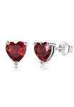 Vito 925 Sterling Silver Birthstone January Stud Earrings for Women, Cubic Zirconia Hypoallergenic Heart Garnet Ear Studs Jewelry Gift for Mom Wife Daughter on Birthday