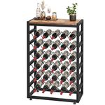 Dripex 30 Bottles Wine Rack Free Standing Floor, 6-Tier Display Wine Storage Shelves with Wooden Table Top, Sturdy Metal Bottle Holder for Kitchen Bar Pantry (L59x W30x H88cm)