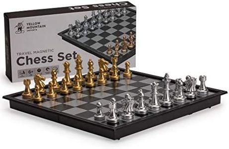 Yellow Mountain Imports Travel Magnetic Chess Set (9.7-Inch) - Folding and Portable Board Game - Made