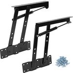 ZEONHEI 1 Pair 50kg/100lbs Folding Lift up Top Table, 150N Gas Hydraulic Hinge Hardware, Lifting Frame Desk Mechanism Spring Hinge Bracket with 30 Screws, Tea Coffee Table Furniture Accessories