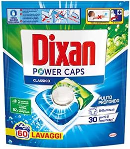 Dixan Power Caps Classico, Detersivo Lavatrice in Capsule, 60 capsule (lavaggi)