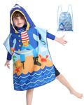 Athaelay Lightweight Microfiber Hooded Beach Towel for Kids, Toddlers Bath/Pool/Swim Poncho Cover-ups Swimwear (Pirate)