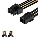 J&D 6 Pin to 8 Pin PCIe Express (PCIe) Graphics Video Card Power Cable Adapter (2 Pack), 4 inch / 10 cm, Black