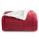 Bedsure Sherpa Fleece Throw Blanket for Couch - Thick and Warm Blankets, Soft and Fuzzy Throw Blanket for Sofa, Red, 50x60 Inches