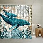 QYVLHD Nautical Whale Shower Curtai