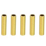 PATIKIL M10 Fine Thread Lamp Pipe, 5 Pack 40mm Threaded Hollow Tube Adapter Brass Coupler Connector Pipe Fitting