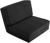 COSTWAY Folding Sofa Bed, 5-Position Adjustable Lazy Floor Sofa Chair Lounger Sleeper Seat with Suede Cover, Convertible Fold Out Sofa Bed Couch Guest Mattress for Living Room Bedroom Office (Black)