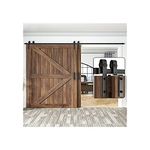 16FT/488cm Double Sliding Barn Door Kit Overlap Barn Door Hardware Sliding Door Kits,Splicing Track,Four Rollers,No Doors in It