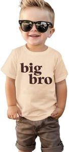 Big Brother Shirt for Toddler Baby Boy Promoted to Big Bro Announcement T-Shirt Kids Summer Short Sleeve Tees Tops(Apricot,18-24M(80))