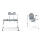 Medline Knockdown Transfer Benches + Medline 3-in-1 Steel Folding Bedside Commode