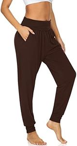 UEU Women's Cozy Yoga Joggers Pants Loose Workout Sweatpants Comfy Lounge Pants with Pockets (Dark Coffee, XXX-Large)