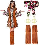 SATINIOR 70s 60s Hippie Costume Set