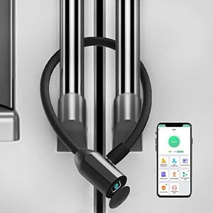 Cable Lock Refrigerator Lock eLinkSmart French Door Fridge Lock - Waterproof 40cm 15.7 inch Fingerprint Bluetooth App Keyless Cable Lock for Cabinets Freezer Baby Safe