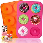 Skytail 6 Slot Silicone Donut Mould Baking Pan of 100% Nonstick Silicone. BPA Free Mold Sheet Tray. Makes Perfect 3 Inch Donuts. Tray Measures 10x7 Inches. Easy Clean, Dishwasher Microwave Safe