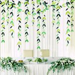 52 Feet Spring Summer Theme Green Leaf Garland Theme Party Decorations Kit Paper Hanging Leaves Streamer Banner for Green Birthday Baby Shower Wedding Engagement Bridal Shower Showcase (4 Packs)