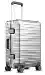 Luggex All Aluminium Luggage, Aluminum Carry on Suitcase for Travel, Zipperless Luggage, Hardshell Suitcase with Spinner Wheels, TSA Combination Lock(Silver, 55 x 38 x 23 cm, 40L)