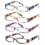 Gamma Ray Women's Reading Glasses - 4 Pairs Ladies Fashion Readers for Women, Color Block, 4.50x