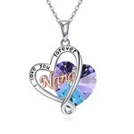 YFN Nana Necklace Mothers day Jewellery Gifts for Nana Grandma Sterling Silver Nana I Love You Forever Heart Necklace Birthday Gifts for Women (Silver-Nana Necklace)